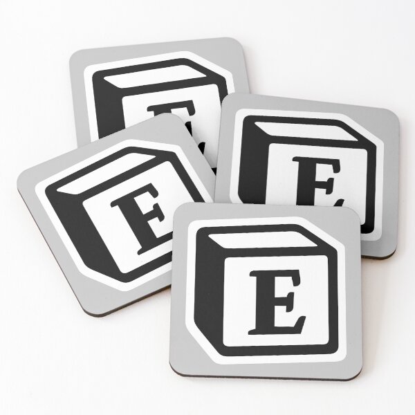 Letter "E" Block Personalised Monogram Coasters (Set of 4)