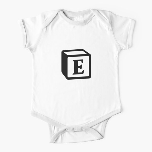 Letter "E" Block Personalised Monogram Short Sleeve Baby One-Piece
