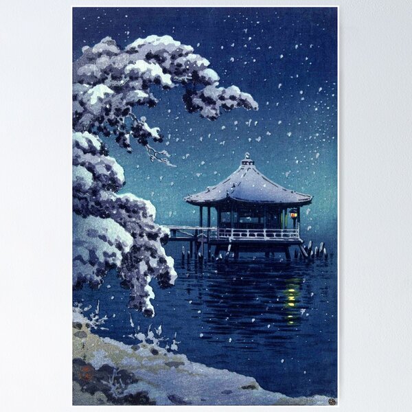 Item preview, Tsuchiya Koitsu - Snow at the Ukimido, Katada designed and sold by ArtExpression.