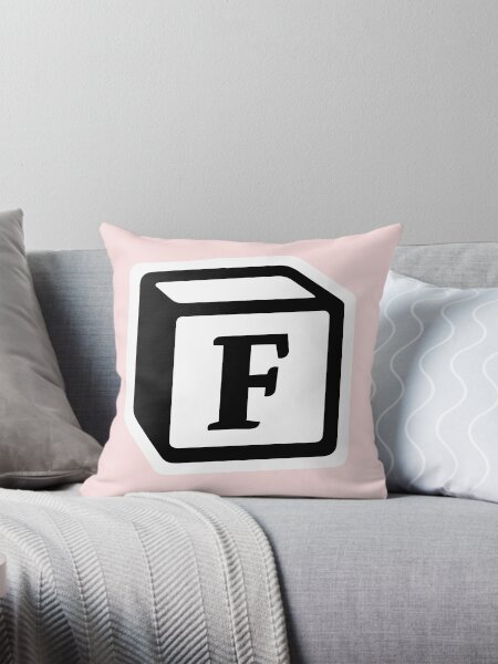 Letter "F" Block Personalised Monogram Throw Pillow
