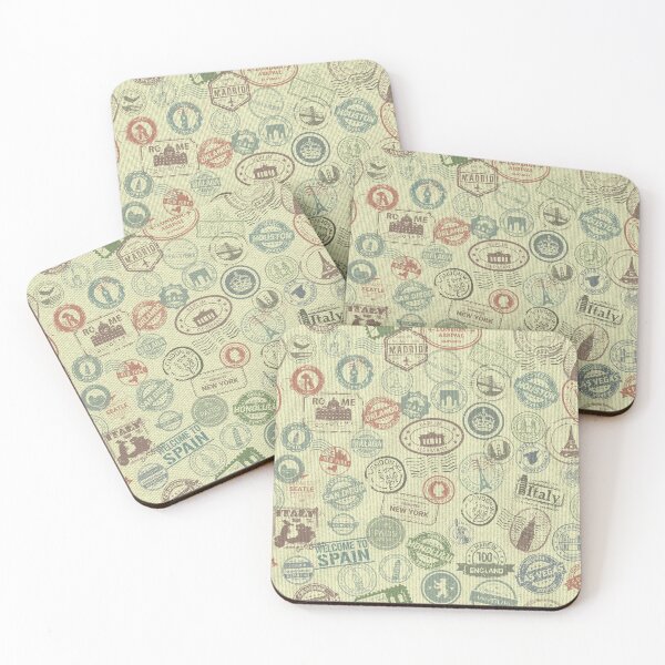 Item preview, Beige Denim with Travel Stamp Logos designed and sold by RoyalPeople.