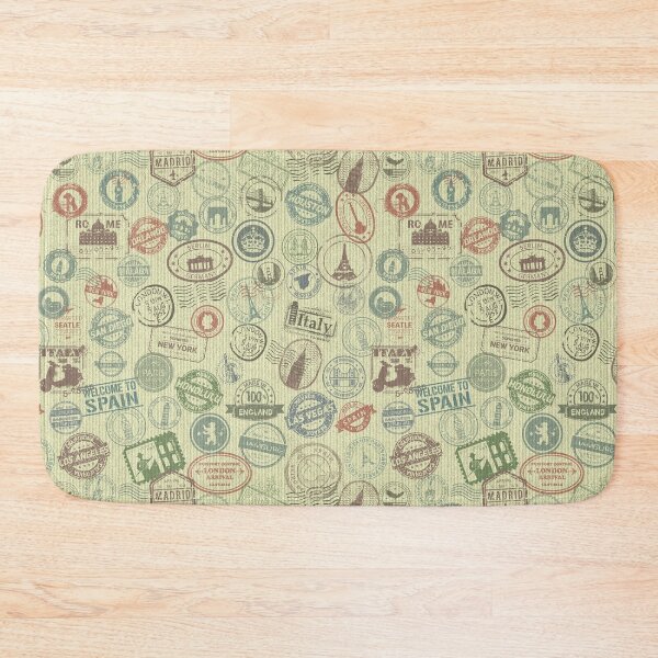 Item preview, Beige Denim with Travel Stamp Logos designed and sold by RoyalPeople.
