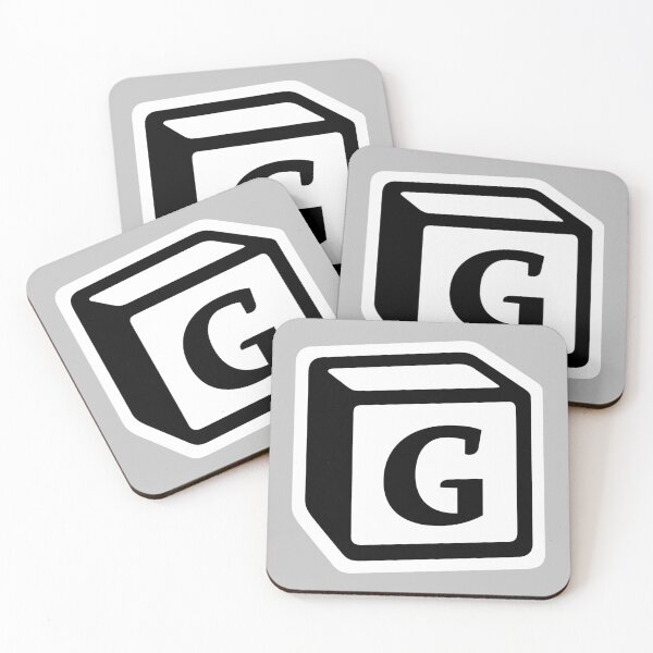 Letter "G" Block Personalised Monogram Coasters (Set of 4)