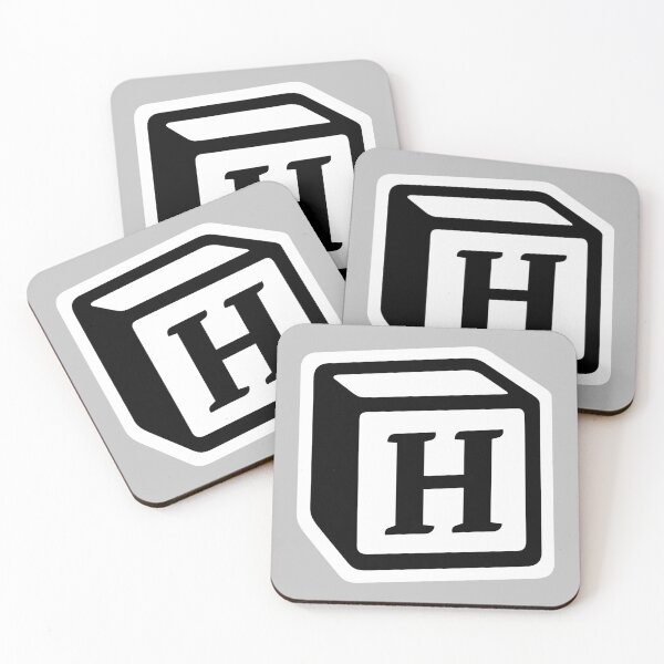 Letter "H" Block Personalised Monogram Coasters (Set of 4)