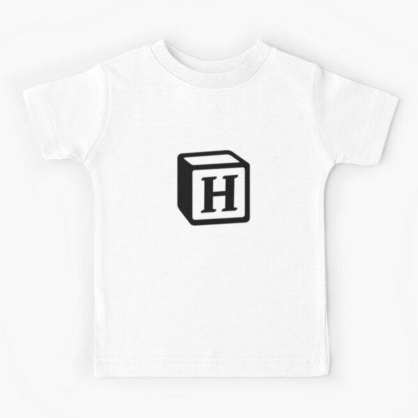 Letter "H" Block Personalised Monogram Kids T-Shirt