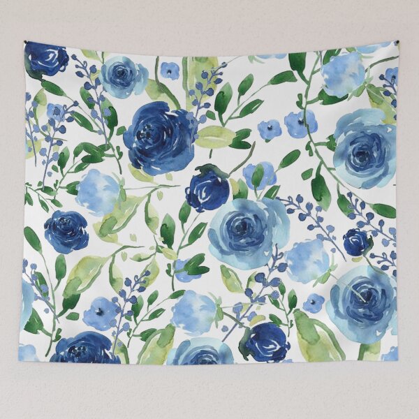 Artikelvorschau, Schöne Rosengirlande im blauen und grünen Farbton entworfen und verkauft von Craftysketchy.