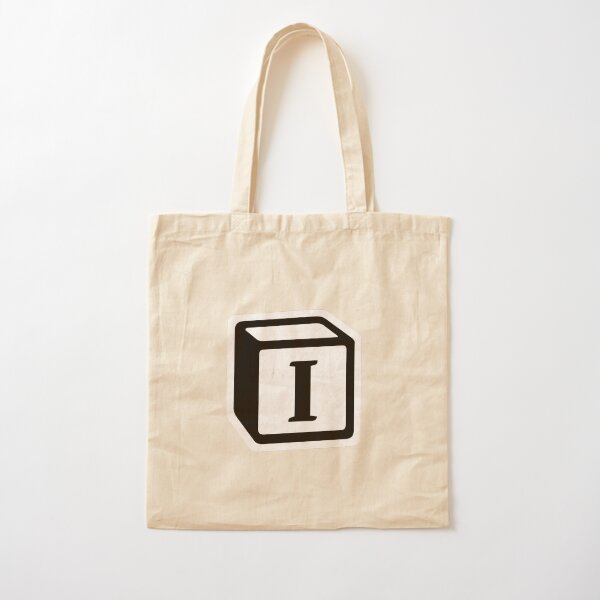 Letter "I" Block Personalised Monogram Cotton Tote Bag