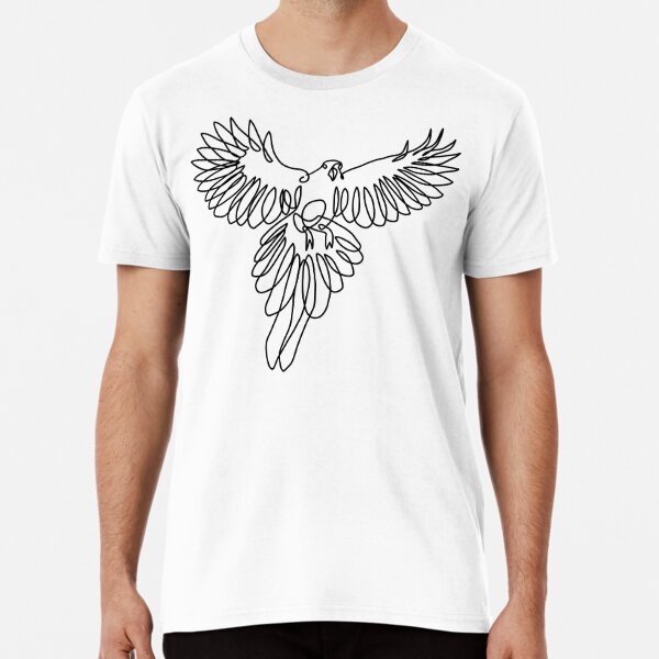 Hawk T-Shirt Ornithology Tee Shirt Black Line Drawing T-Shirt