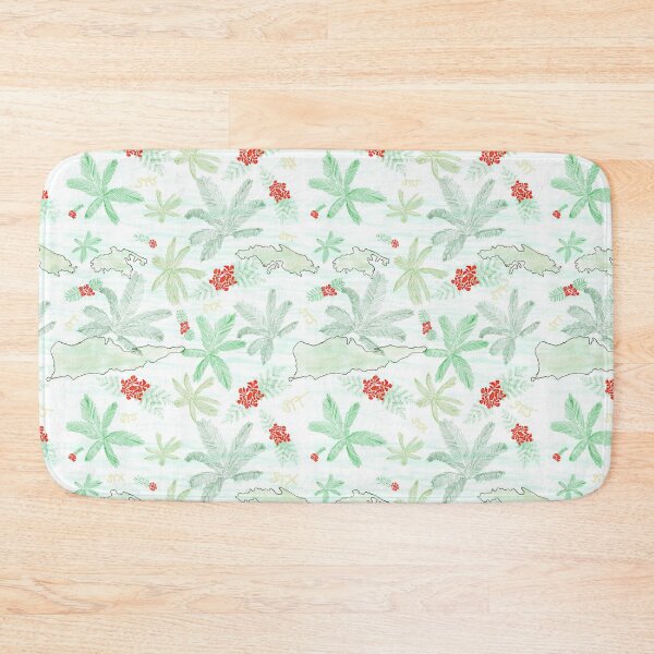 Item preview, Cute US Virgin Islands Map Outline/palms/flamboyant tree Pattern designed and sold by BissyCollective.