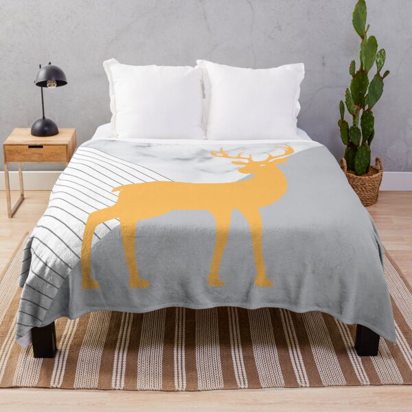 Item preview, Preppy Winter White Marble Grey Yellow Geometric Nordic Deer designed and sold by IamTrending.