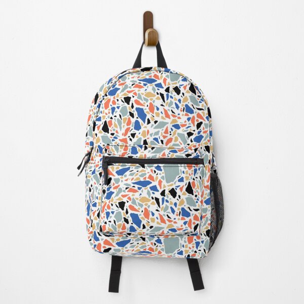 Item preview, Terrazzo pattern in blue and salmon designed and sold by Iker Paz Studio.