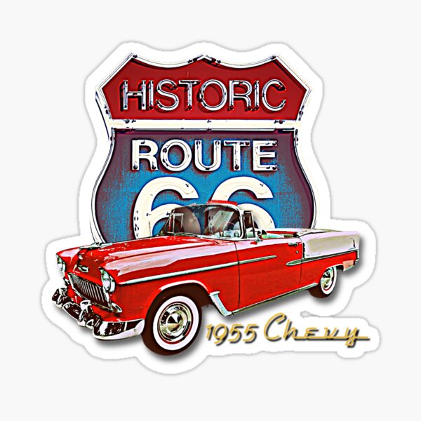 1955 Chevy Bel Air Vintage Retro Classic Car Street Hot Rod Antique Route 66 Design Sticker