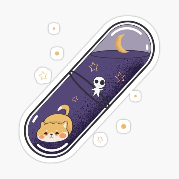 Pill of Happiness in the Darkness Sticker