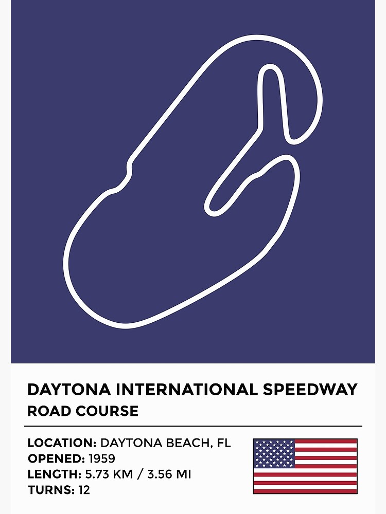 Disover Daytona International Speedway - Road Course [info] Premium Matte Vertical Poster