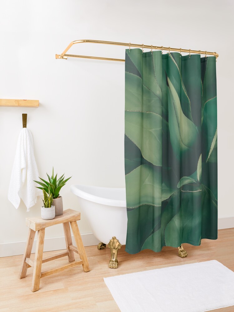 "Minimal Dark Green Aesthetic Botanical Leaves" Shower Curtain by Verthora Redbubble
