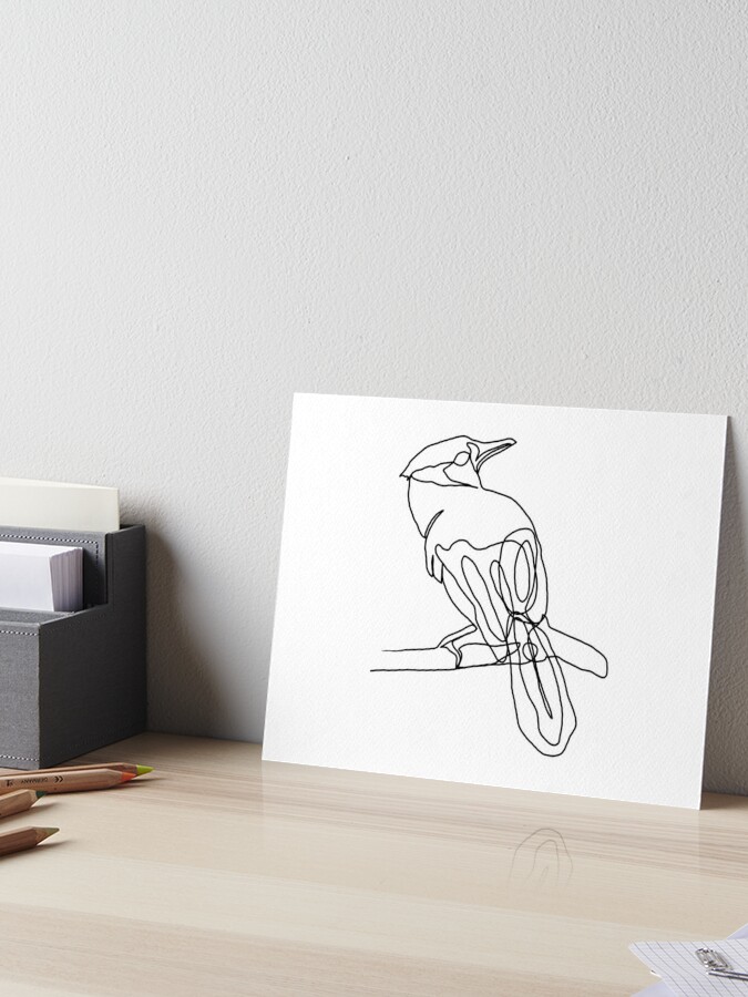 Basic Abstract Line Art Blue Jay Bird Drawing Art Board Print for Sale by  Tromboo