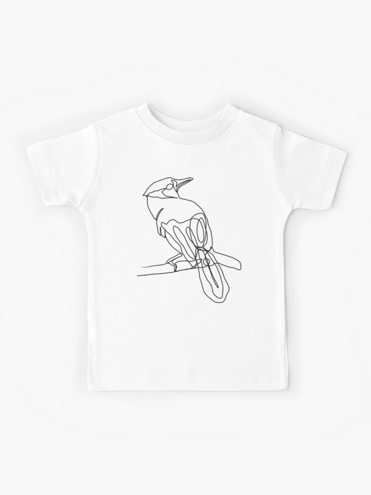 Basic Abstract Line Art Blue Jay Bird Drawing Kids T Shirt By Tromboo Redbubble