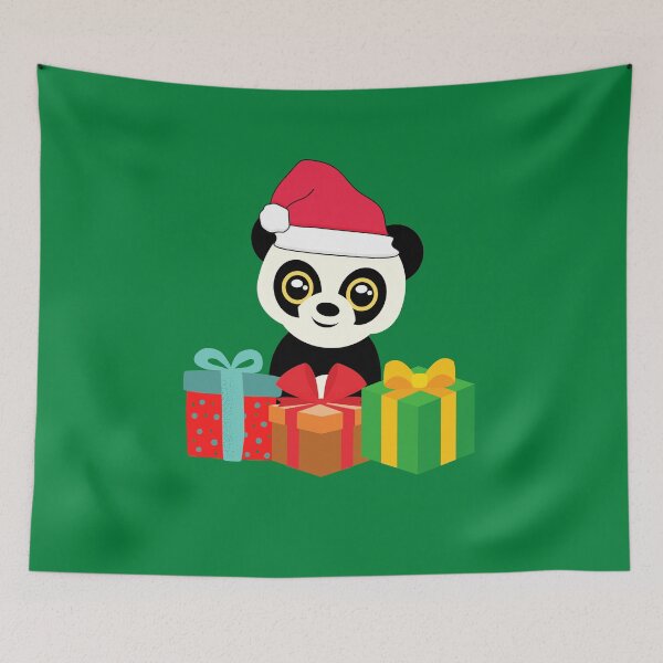 Item preview, Cute Christmas Panda with Red Santa Hat designed and sold by SunfullyYours.