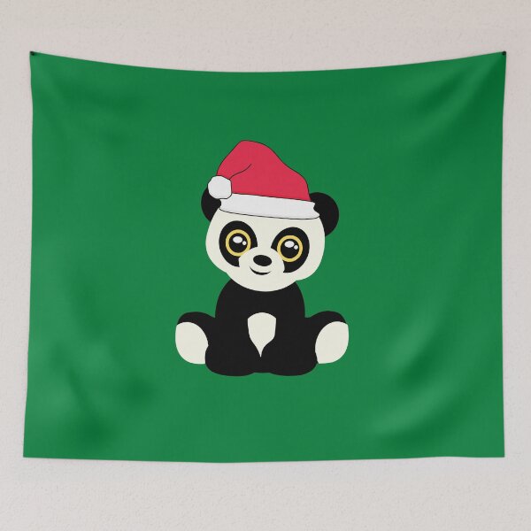 Item preview, Cute Christmas Panda with Red Santa Hat designed and sold by SunfullyYours.