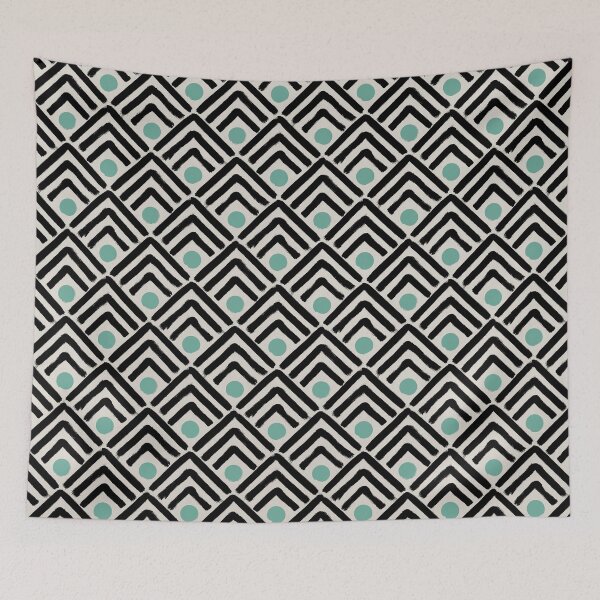 Item preview, Black & mint green chevrons & spots -  abstract on neutral designed and sold by misentangled.