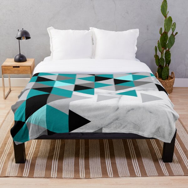 Aperçu de l'œuvre Preppy Minimaliste Marbre Blanc Noir Bleu Sarcelle Géométrique créée et vendue par IamTrending.