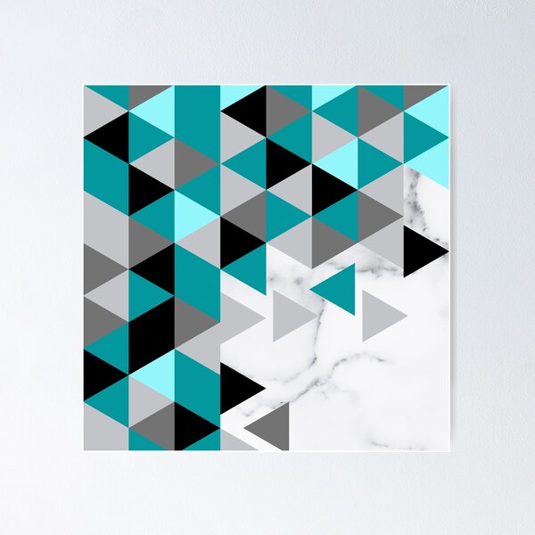 Artikelvorschau, Preppy Minimalist White Marble Black Blue Teal Geometrisch entworfen und verkauft von IamTrending.
