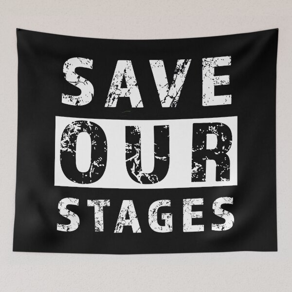 Item preview, Save Our Stages design for supporting live events performers, venues and technicians designed and sold by AllLeftSides42.