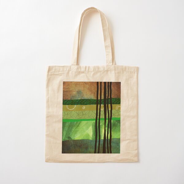 Modern Organic Green Abstract Collage Art Cotton Tote Bag