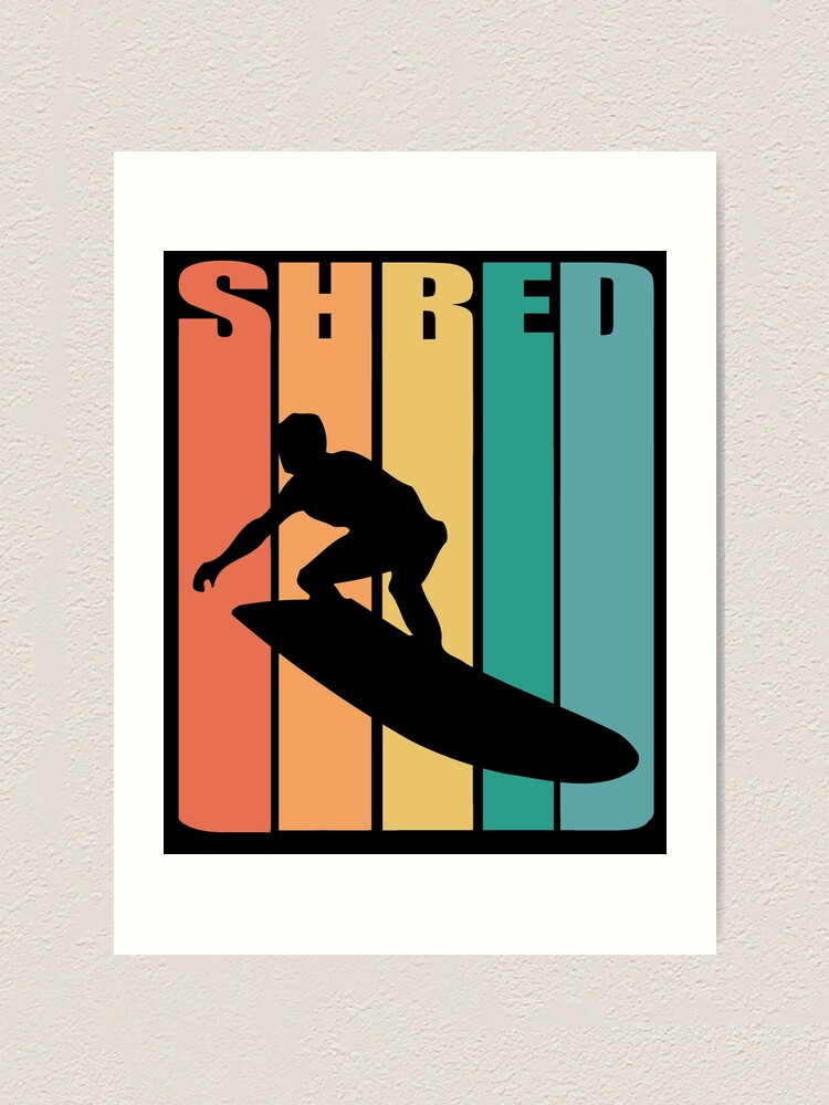 Retro 70s, longboard, hang ten surfing shirt | Art Print