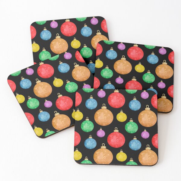 Item preview, Colorful Christmas Decorations On Black | Christmas Patterns designed and sold by SerendipityNow.