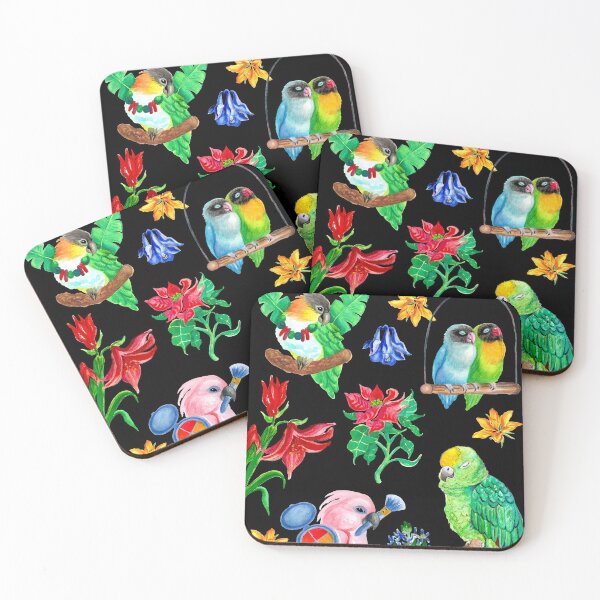 Item preview, Watercolor Parrots and Flowers designed and sold by Ivy Lily Art.
