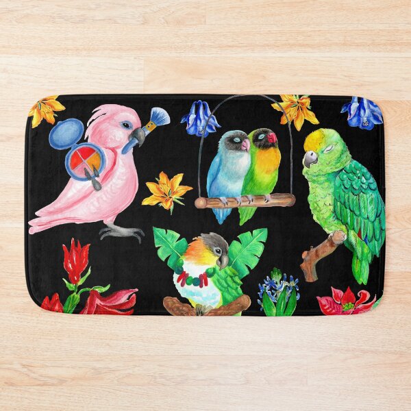 Item preview, Watercolor Parrots and Flowers designed and sold by Ivy Lily Art.