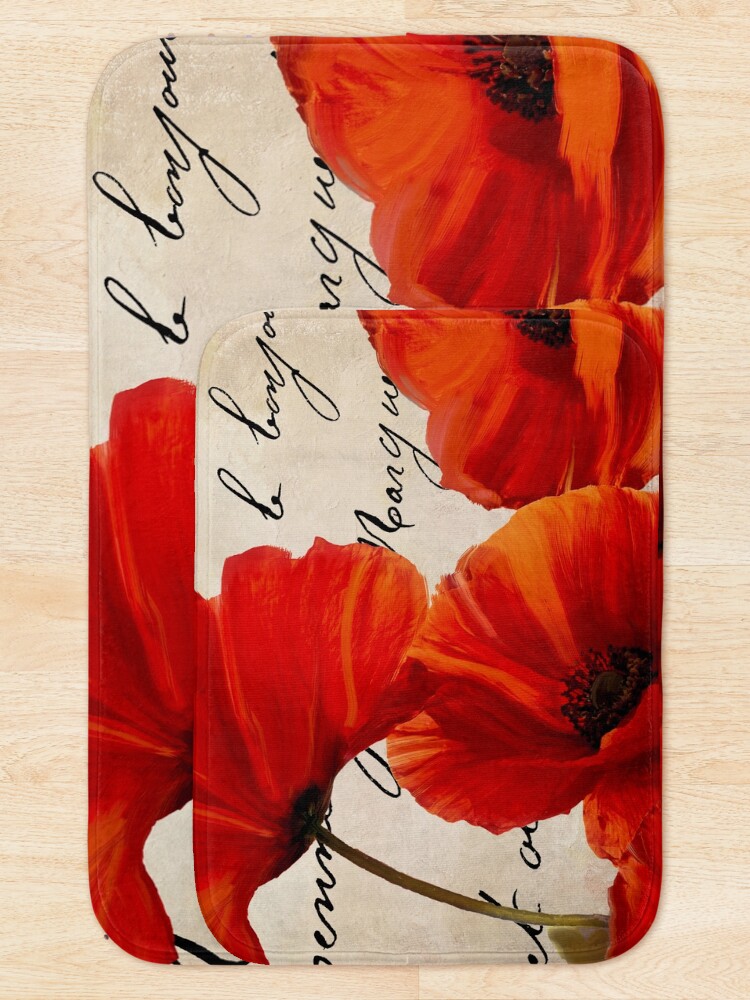 Alternate view of Coquelicots Rouge I Bath Mat