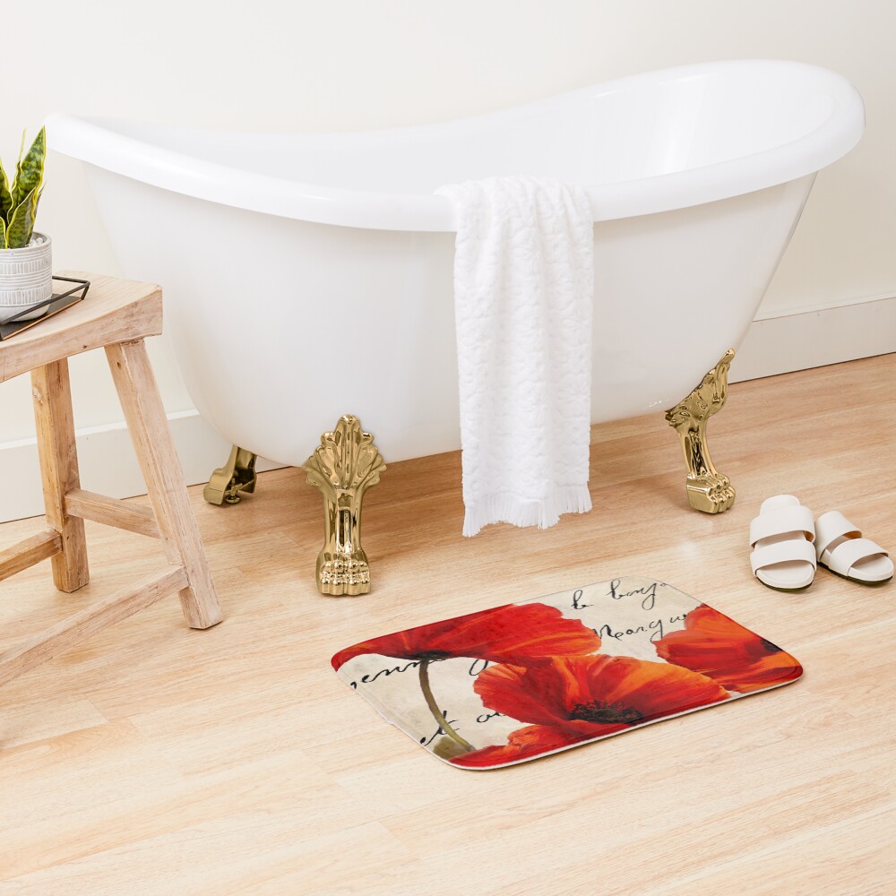 Coquelicots Rouge I Bath Mat