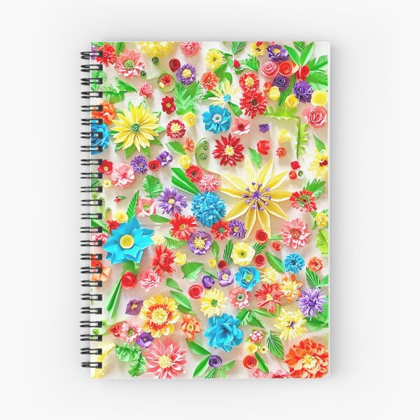 Item preview, Vivid multicolour quilled flowers on white background - quilled floral artwork (THIS IS A PRINT) designed and sold by folkyouall.