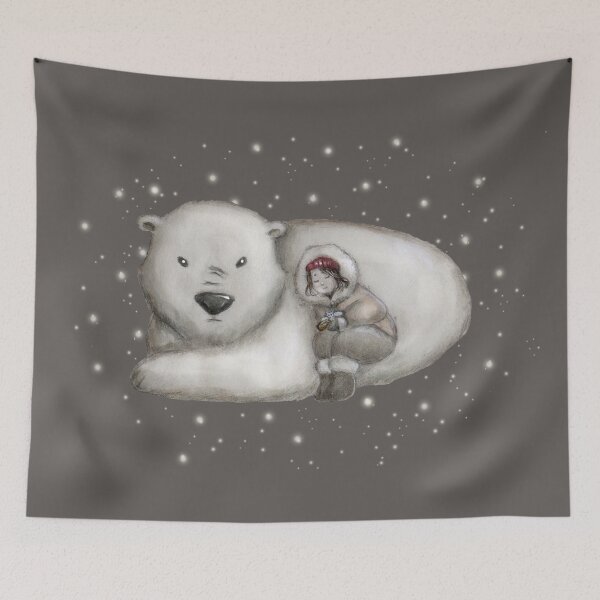 Item preview, Sleeping girl and polar bear in the snow designed and sold by Denise, Denisn't.