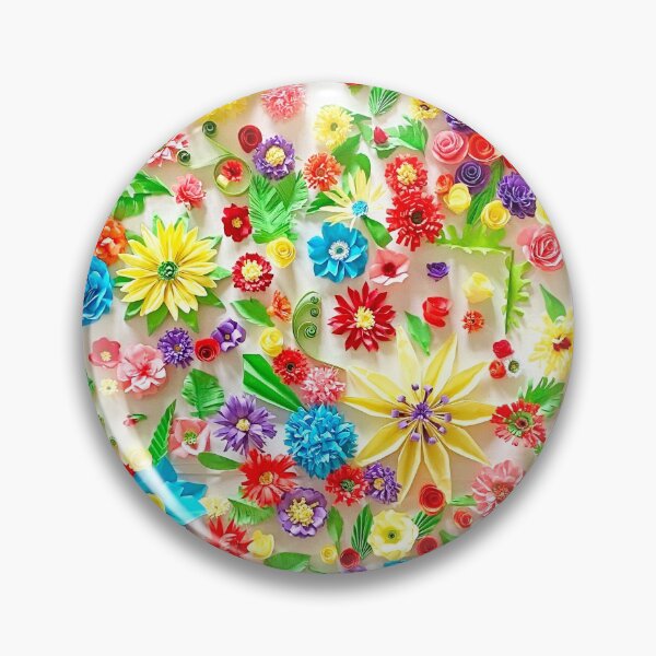 Item preview, Vivid multicolour quilled flowers on white background - quilled floral artwork (THIS IS A PRINT) designed and sold by folkyouall.