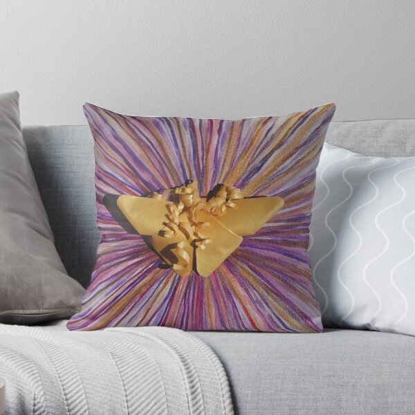 Golden Butterfly Burst by Karen Kubicko Throw Pillow