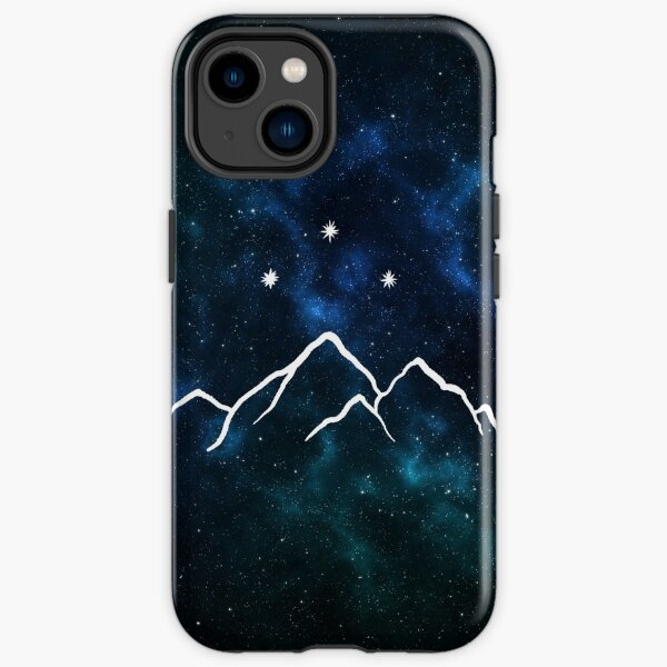 Night court - mountain and stars drawn on galaxy background iPhone Tough Case