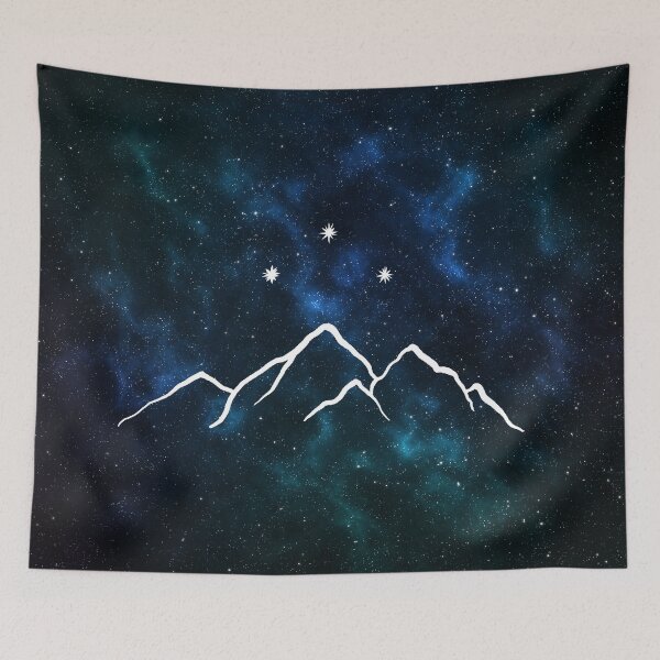 Item preview, Night court - mountain and stars drawn on galaxy background designed and sold by Ranp.