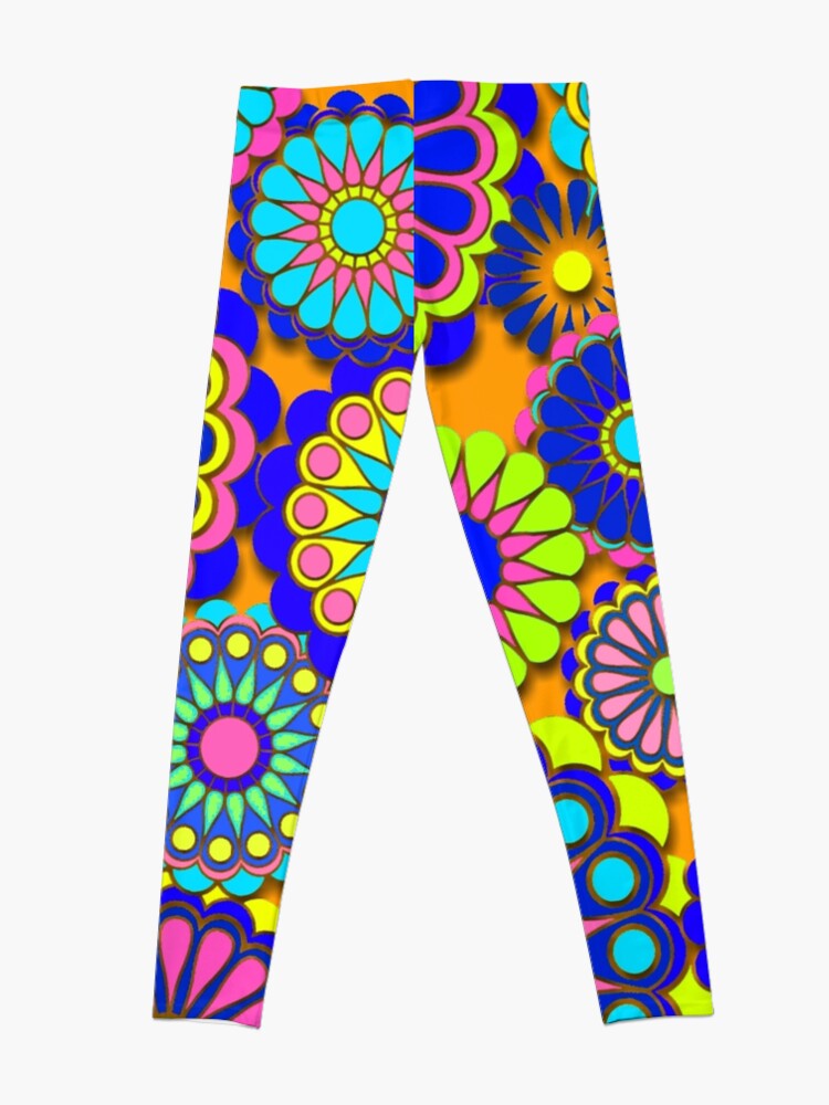 Alternate view of Flower Power Retro Style Hippy Flowers Leggings