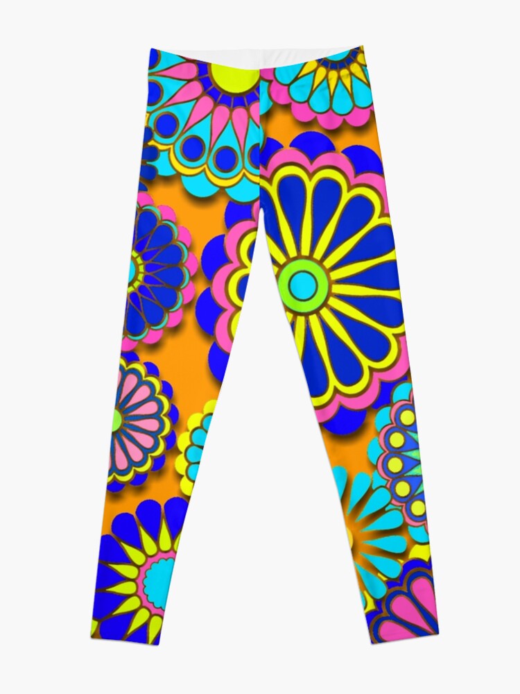 Alternate view of Flower Power Retro Style Hippy Flowers Leggings