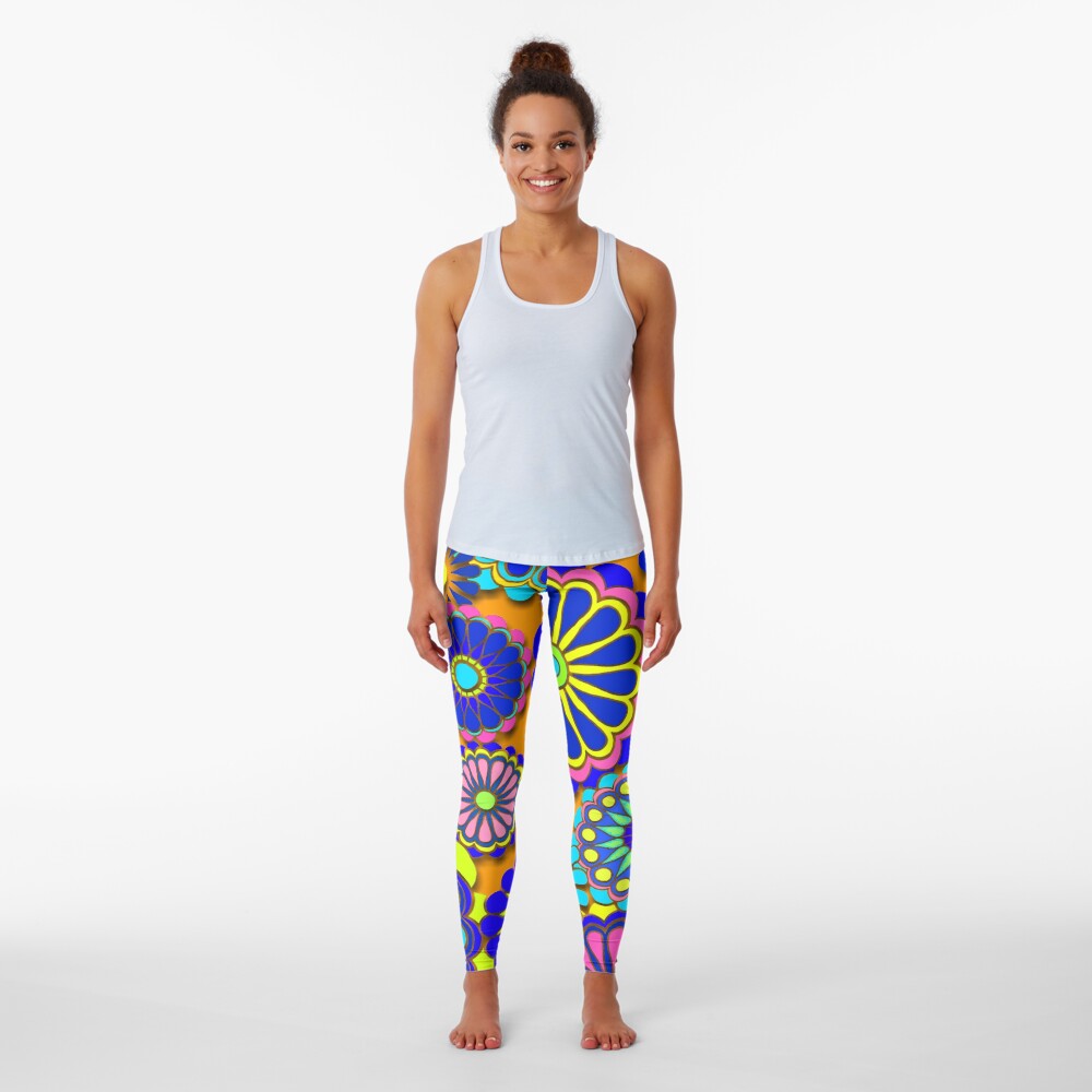 Flower Power Retro Style Hippy Flowers Leggings