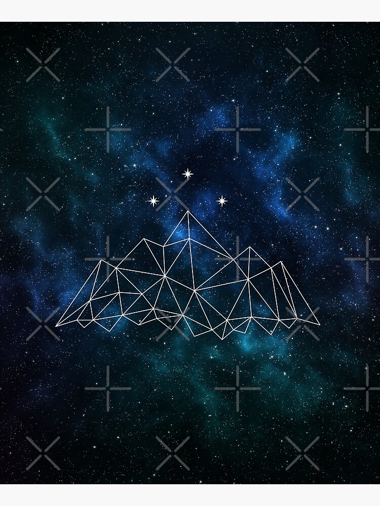 Night court - geometric mountain and stars on galaxy background by Ranp
