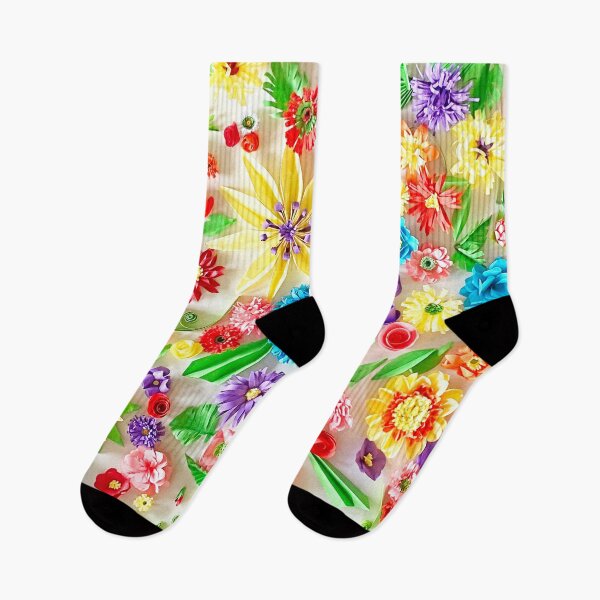 Item preview, Vivid multicolour quilled flowers on white background - quilled floral artwork (THIS IS A PRINT) designed and sold by folkyouall.