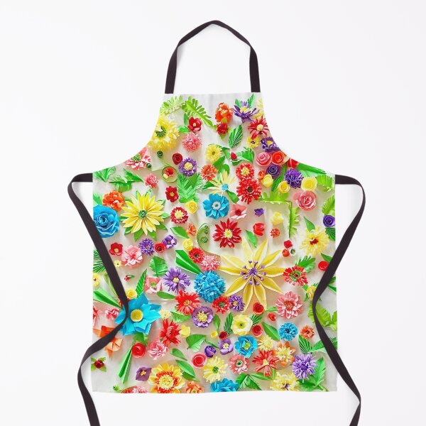 Item preview, Vivid multicolour quilled flowers on white background - quilled floral artwork (THIS IS A PRINT) designed and sold by folkyouall.