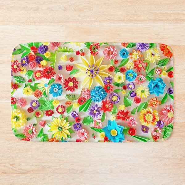 Item preview, Vivid multicolour quilled flowers on white background - quilled floral artwork (THIS IS A PRINT) designed and sold by folkyouall.