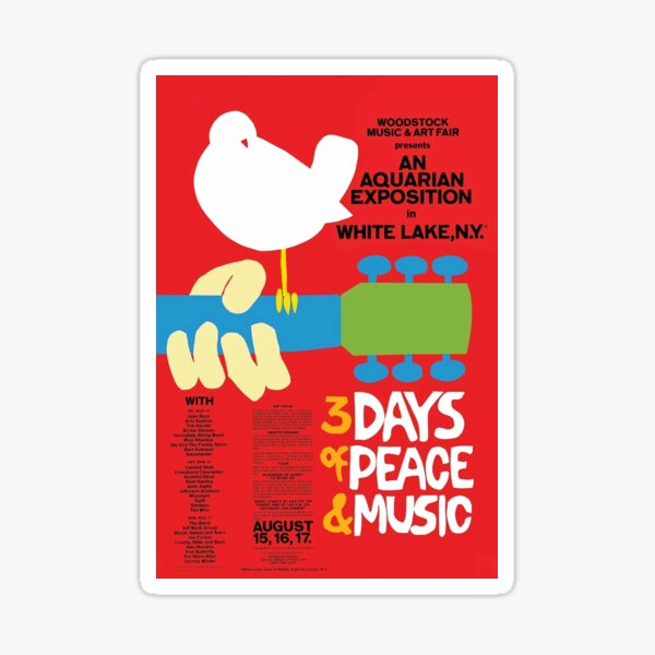 Woodstock Music Festival 1969 Poster Sticker