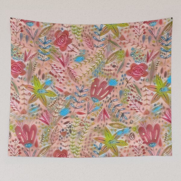 Item preview, beautiful flowers and leaves abstract painting designed and sold by paintingVoid.