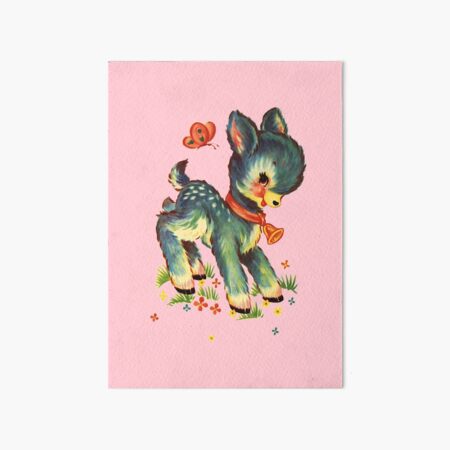 Kitsch Deer - Pink Art Board Print